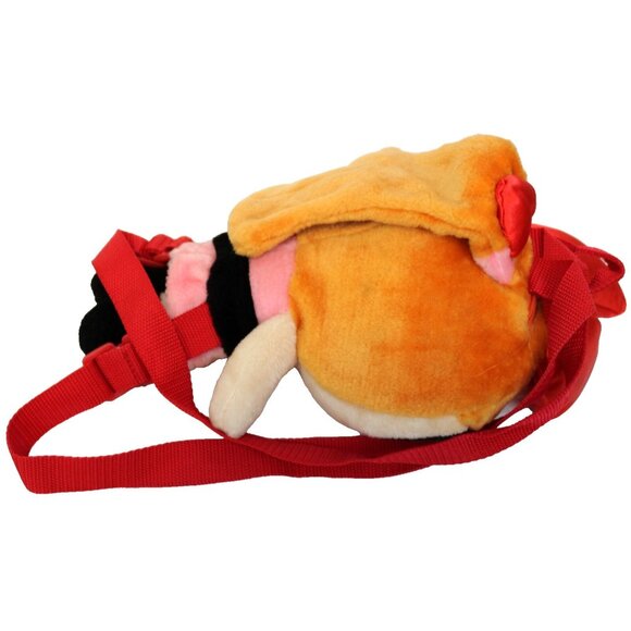 2002 Powerpuff Girls Blossom Plush Backpack Faux Fur Satin Bow Zip Adjust Straps - Picture 5 of 12